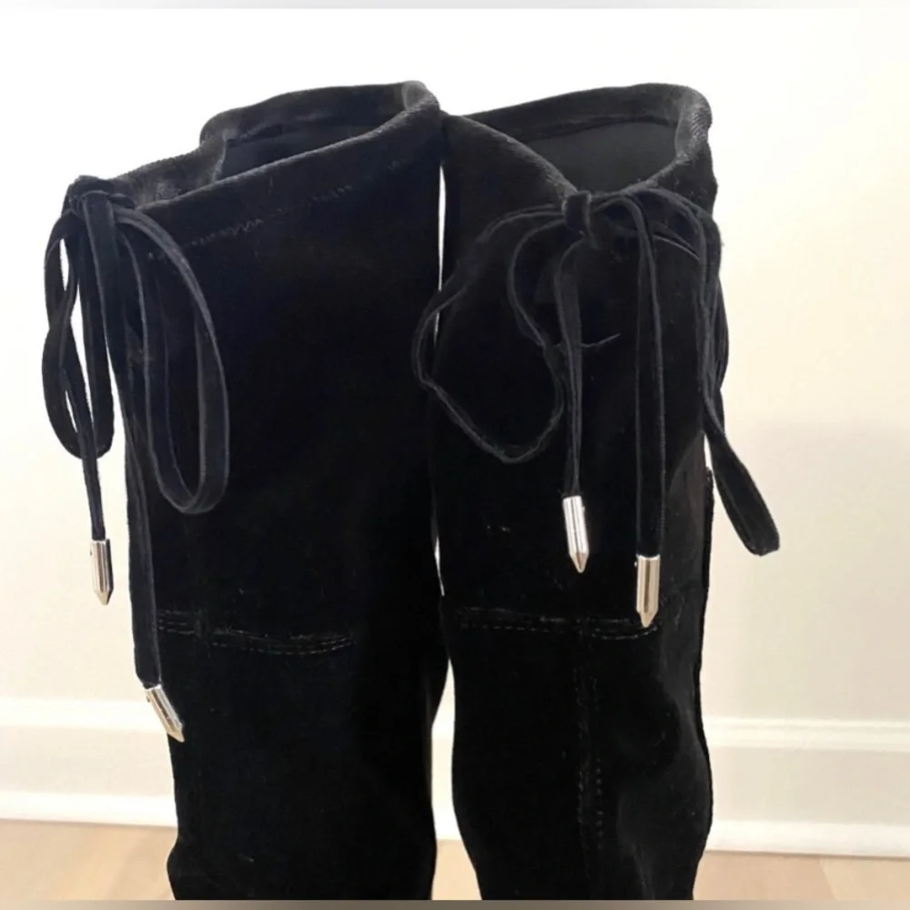 NWOT Marc Fisher Over The Knee Black Velvet block heal Boots size 7.5